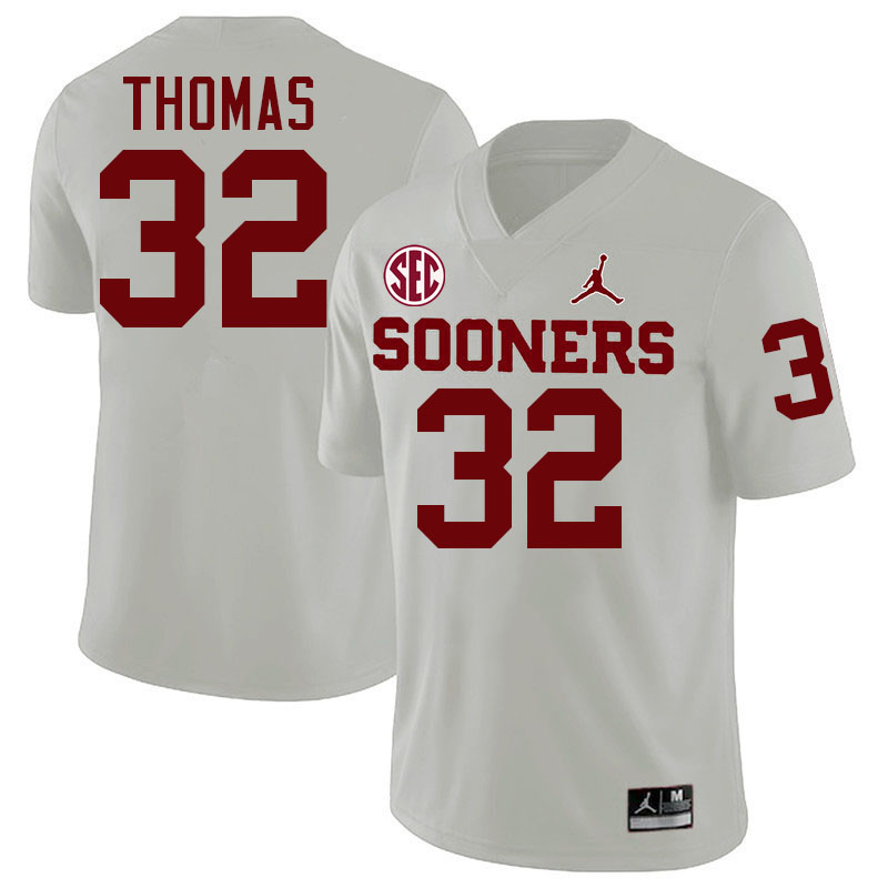 Oklahoma Sooners #32 R Mason Thomas College Football Jerseys,Uniforms-White